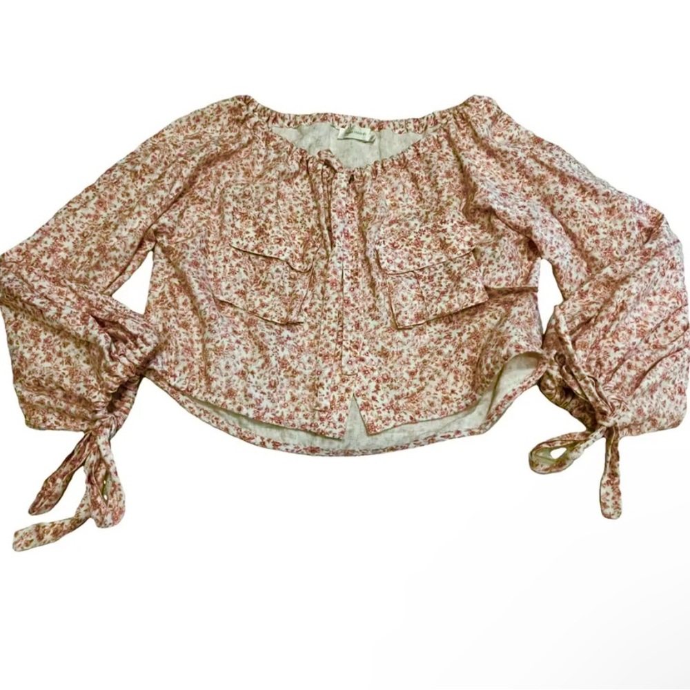 NWOT Zimmermann Pink Floral Tie-Neck Blouse - Picture 2 of 12